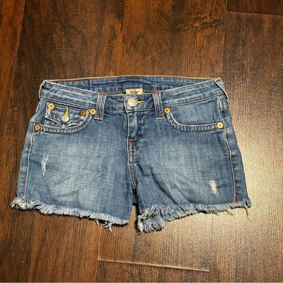 True Religion Brand Dolly Cut Offs Denim Blue Shorts 14Y - Picture 1 of 9